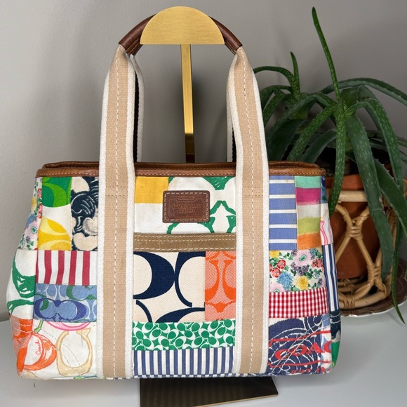 Coach Handbags - Coach Patchwork Tote Bag Canvas Multicolor Hamptons Legacy Y2K Shoulder Purse